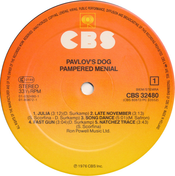 Pavlov's Dog - Pampered Menial | CBS (CBS 32480) - 3