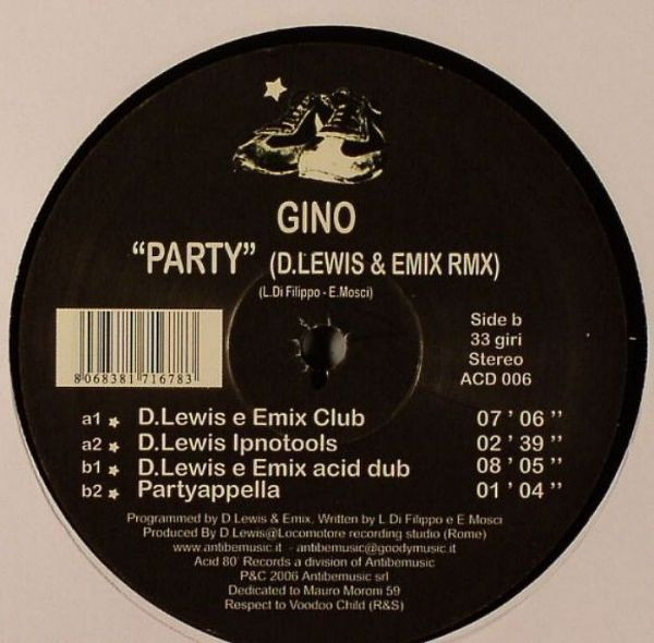 Gino - Party (D.Lewis & Emix Rmx) | Acid 80' Records (ACD 006) - main