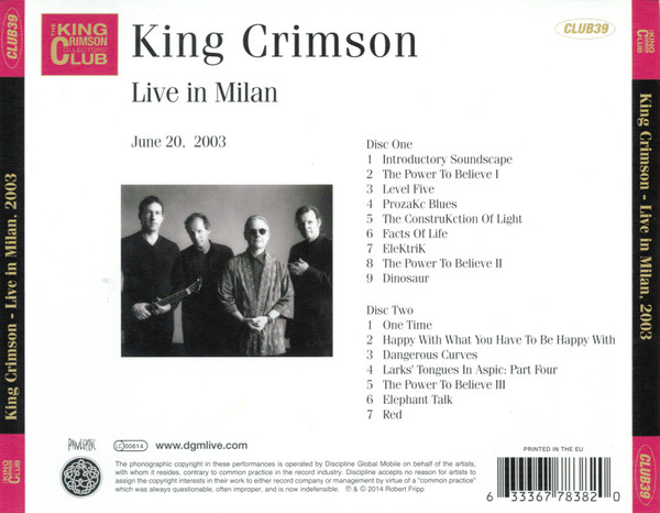 King Crimson - Live In Milan (June 20, 2003) | Discipline Global Mobile (CLUB39) - 2