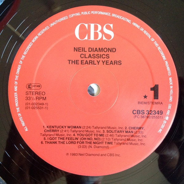 Neil Diamond - Classics The Early Years | CBS (CBS 32349) - 3 Neil Diamond - Classics The Early Years | CBS (CBS 32349) - 3
