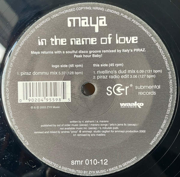 Maya - In The Name Of Love | ZYX Music (smr 010-12) - 3 Maya - In The Name Of Love | ZYX Music (smr 010-12) - 3