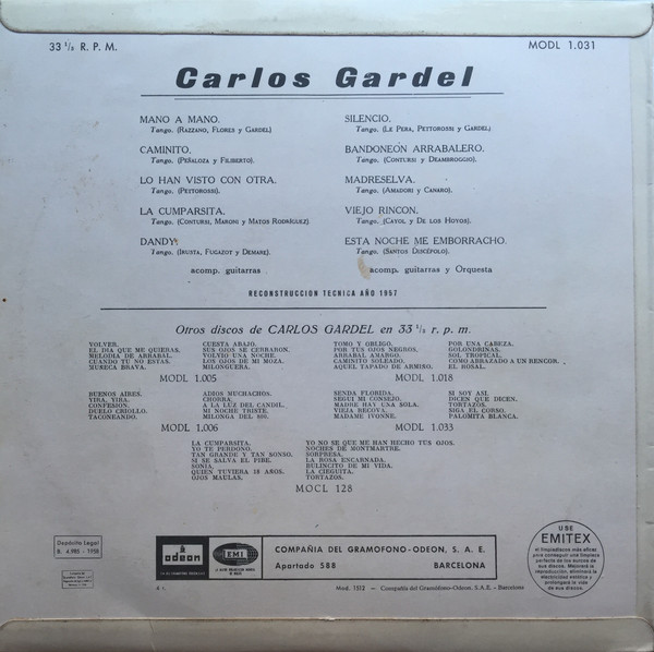 Carlos Gardel - Carlos Gardel | Odeon (MODL 1.031) - 2