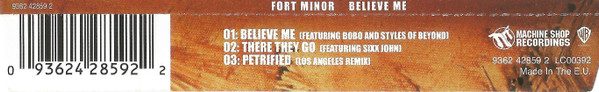 Fort Minor - Believe Me | Machine Shop Recordings (9362 42859 2) - 2