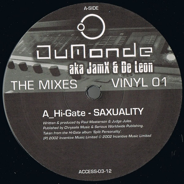 DuMonde AKA JamX & De Leon - The Mixes - Vinyl 01 | Access Tunes (ACCESS 003-12) - 2 DuMonde AKA JamX & De Leon - The Mixes - Vinyl 01 | Access Tunes (ACCESS 003-12) - 2