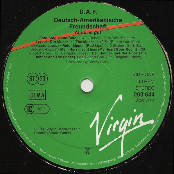 Deutsch Amerikanische Freundschaft - Alles Ist Gut | Virgin (203 644) - 3 Deutsch Amerikanische Freundschaft - Alles Ist Gut | Virgin (203 644) - 3