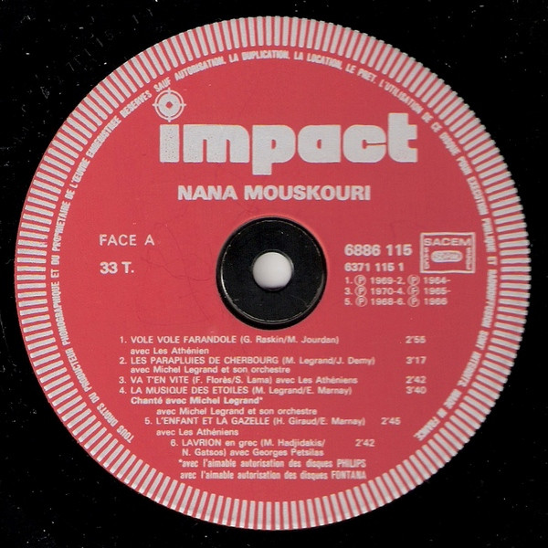Nana Mouskouri - Nana Mouskouri [Vinyl] | Impact (6886 115) - 3