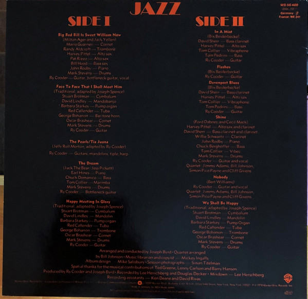 Ry Cooder - Jazz | Warner Bros. Records (WB 56 488) - 2