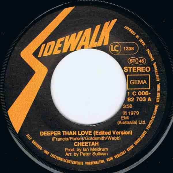Cheetah - Deeper Than Love | Sidewalk (1 C 006-82 703) - 3