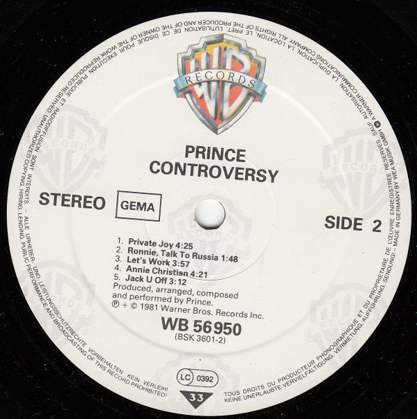 Prince - Controversy | Warner Bros. Records (WB K 56 950) - 2 Prince - Controversy | Warner Bros. Records (WB K 56 950) - 2