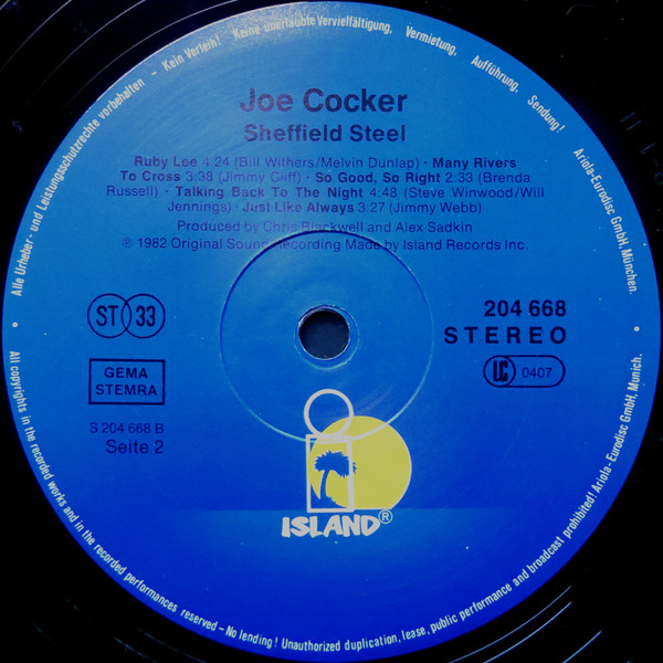 Joe Cocker - Sheffield Steel | Island Records (204 668) - 4