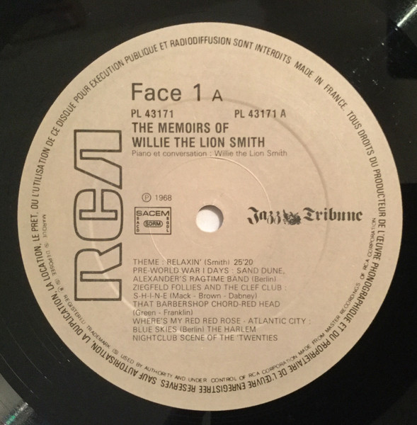 Willie "The Lion" Smith - The Memoirs Of Willie "The Lion" Smith | RCA (PL 43171) - 3 Willie "The Lion" Smith - The Memoirs Of Willie "The Lion" Smith | RCA (PL 43171) - 3