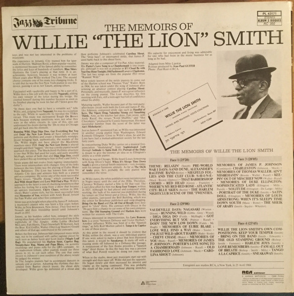 Willie "The Lion" Smith - The Memoirs Of Willie "The Lion" Smith | RCA (PL 43171) - 2 Willie "The Lion" Smith - The Memoirs Of Willie "The Lion" Smith | RCA (PL 43171) - 2