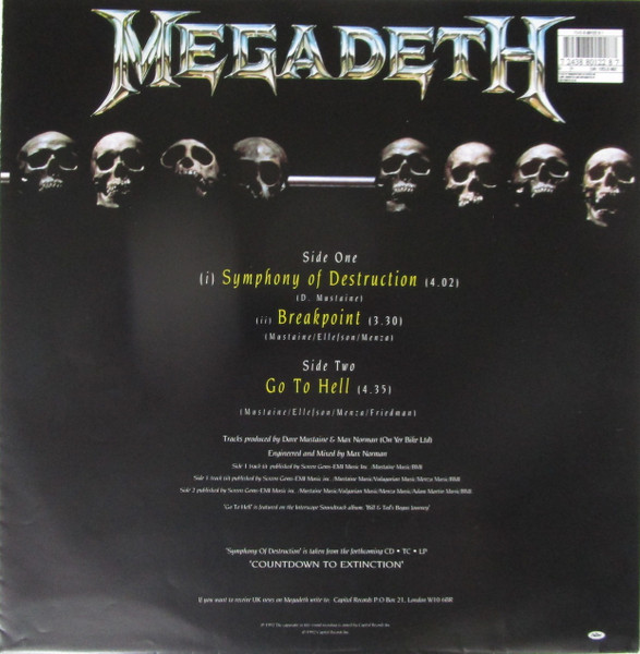 Megadeth - Symphony Of Destruction | Capitol Records (12CLS 662) - 2