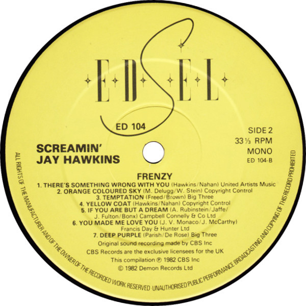 Screamin' Jay Hawkins - Frenzy | Edsel Records (ED 104) - 3 Screamin' Jay Hawkins - Frenzy | Edsel Records (ED 104) - 3