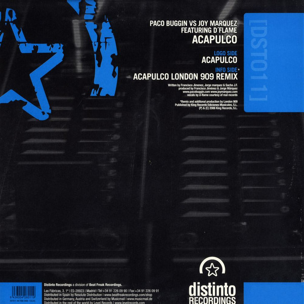Paco Buggin & Joy Marquez Featuring D'Flame - Acapulco | Distinto Recordings (DST011) - 2