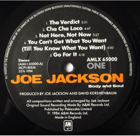 Joe Jackson - Body And Soul | A&M Records (AMLX 65000) - 3