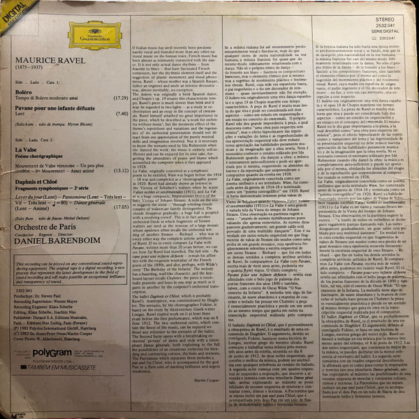 Maurice Ravel · Orchestre De Paris · Daniel Barenboim - Bolero · La Valse · Pavane Pour Une Infante Défunte · Daphnis Et Chloé: Suite No. 2 | Deutsche Grammophon (2532 041) - 2 Maurice Ravel · Orchestre De Paris · Daniel Barenboim - Bolero · La Valse · Pavane Pour Une Infante Défunte · Daphnis Et Chloé: Suite No. 2 | Deutsche Grammophon (2532 041) - 2