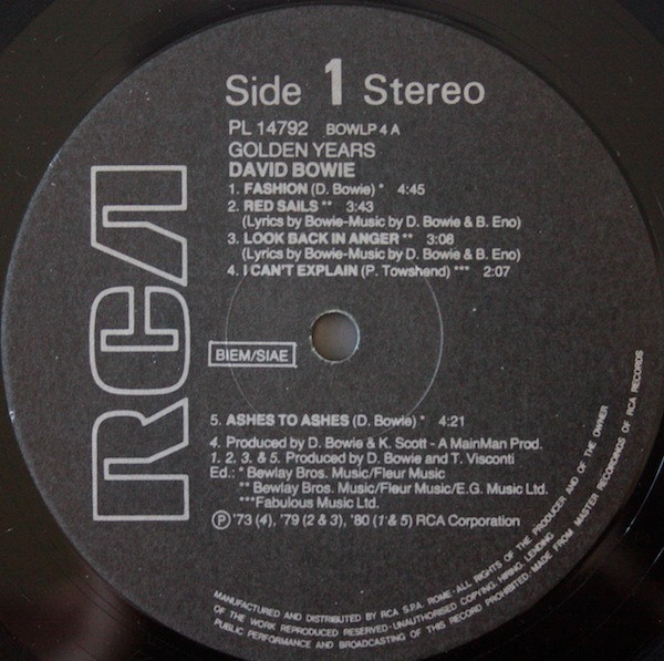 David Bowie - Golden Years | RCA (PL 14792) - 3