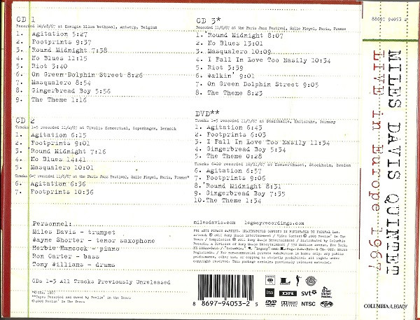 The Miles Davis Quintet - Live In Europe 1967 (The Bootleg Series Vol. 1) 3xCD | Columbia (88697 94053 2) - 2