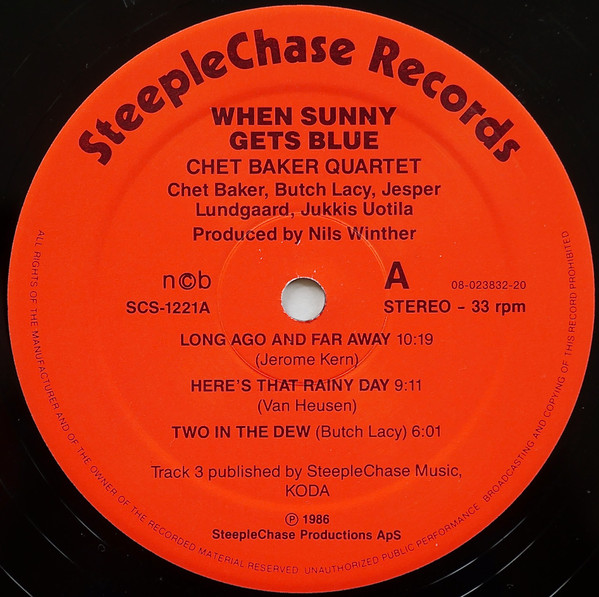 Chet Baker Quartet - When Sunny Gets Blue | SteepleChase (SCS 1221) - 4