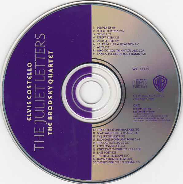 Elvis Costello And Brodsky Quartet - The Juliet Letters | Warner Bros. Records (W2 45180) - 3