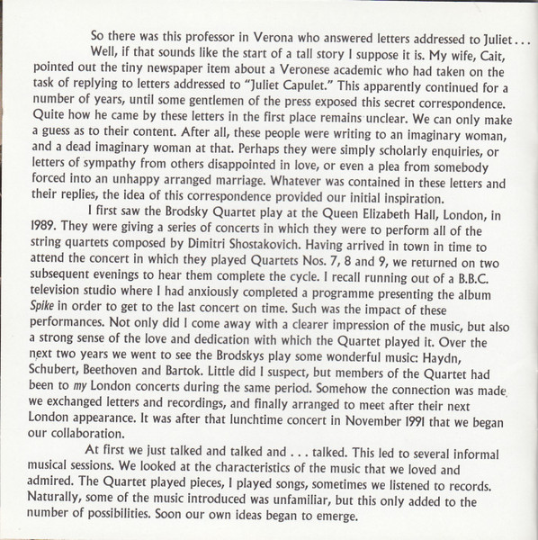 Elvis Costello And Brodsky Quartet - The Juliet Letters | Warner Bros. Records (W2 45180) - 4