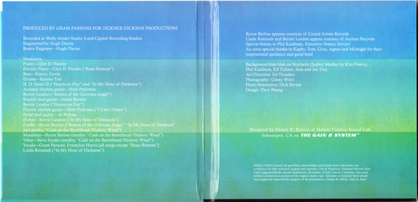 Gram Parsons - Grievous Angel | Mobile Fidelity Sound Lab (UDSACD 2059) - 2 Gram Parsons - Grievous Angel | Mobile Fidelity Sound Lab (UDSACD 2059) - 2