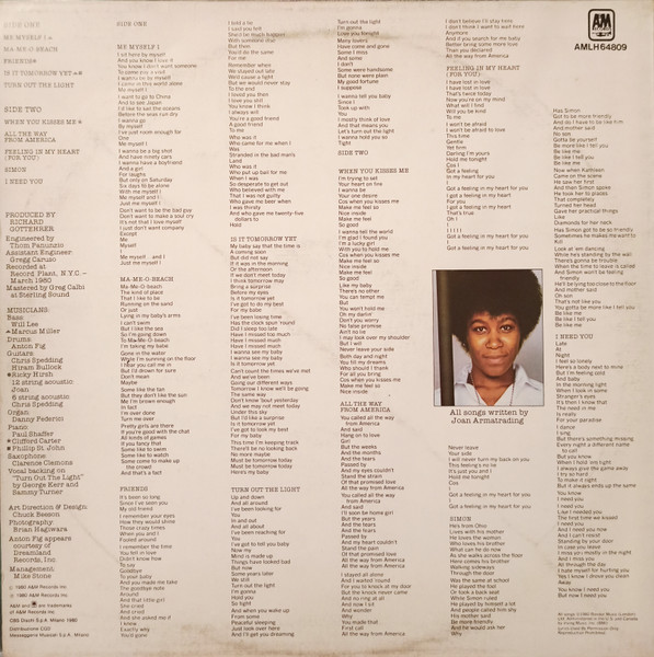 Joan Armatrading - Me Myself I | A&M Records (AMLH 64809) - 2