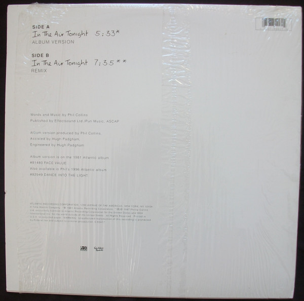 Phil Collins - In The Air Tonight | Atlantic (0-85417) - 2 Phil Collins - In The Air Tonight | Atlantic (0-85417) - 2
