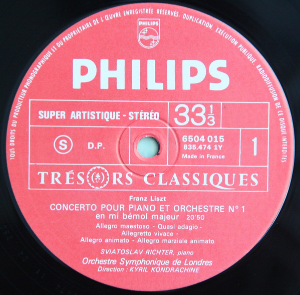Sviatoslav Richter , Franz Liszt , London Symphony Orchestra - Les 2 Concertos Pour Piano Et Orchestre De Liszt | Philips (6504 015) - 3 Sviatoslav Richter , Franz Liszt , London Symphony Orchestra - Les 2 Concertos Pour Piano Et Orchestre De Liszt | Philips (6504 015) - 3