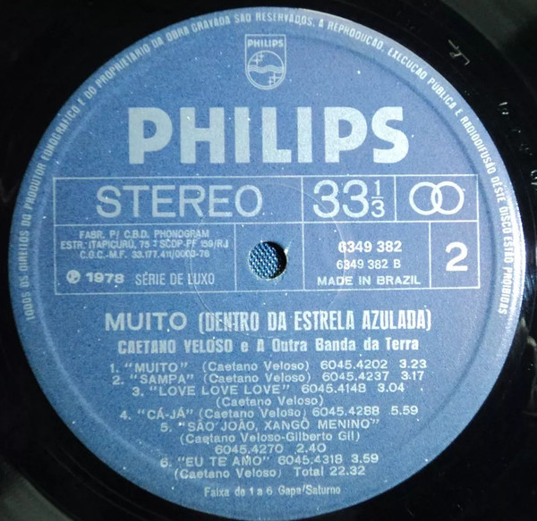 Caetano Veloso & A Outra Banda Da Terra - Muito (Dentro Da Estrela Azulada) | Philips (6349.382) - 4