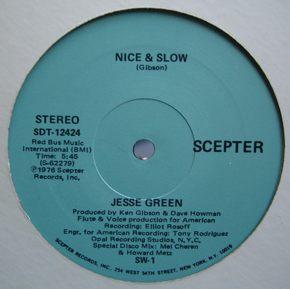 Jesse Green / Sweet Music - Nice & Slow / I Get Lifted | Scepter Records (SDT-12424)