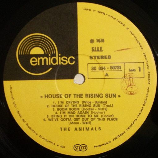 The Animals - House Of The Rising Sun | Emidisc (3C 034 - 50731) - 3 The Animals - House Of The Rising Sun | Emidisc (3C 034 - 50731) - 3