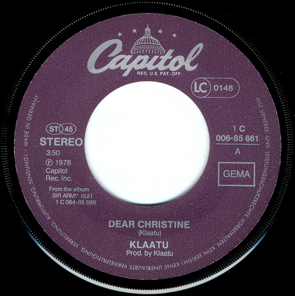 Klaatu - Dear Christine | Capitol Records (1C 006-85 661) - 3