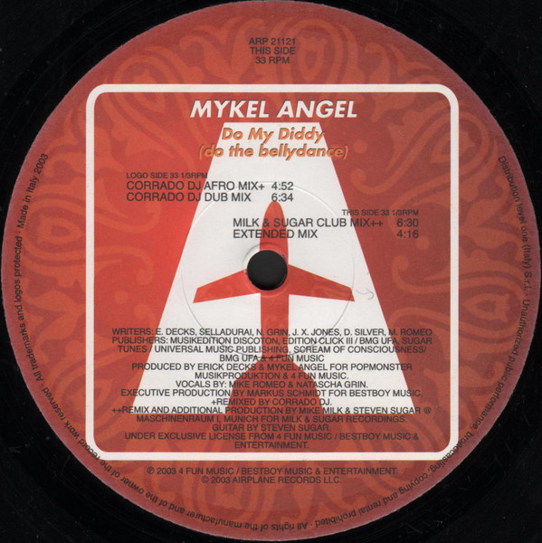 Mykel Angel - Do My Diddy (Do The Bellydance) | Airplane! Records (ARP 21121) - 3