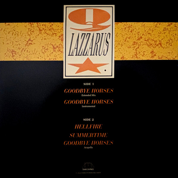 Q. Lazzarus - Goodbye Horses | Dark Entries (DE-306) - 2 Q. Lazzarus - Goodbye Horses | Dark Entries (DE-306) - 2