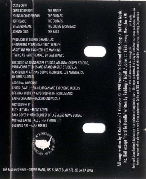 The Black Crowes - $hake Your Money Maker [Cassette] | Def American Recordings (92 42784) - 3