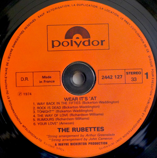 The Rubettes - Wear It's 'At | Polydor (2442 127) - 3