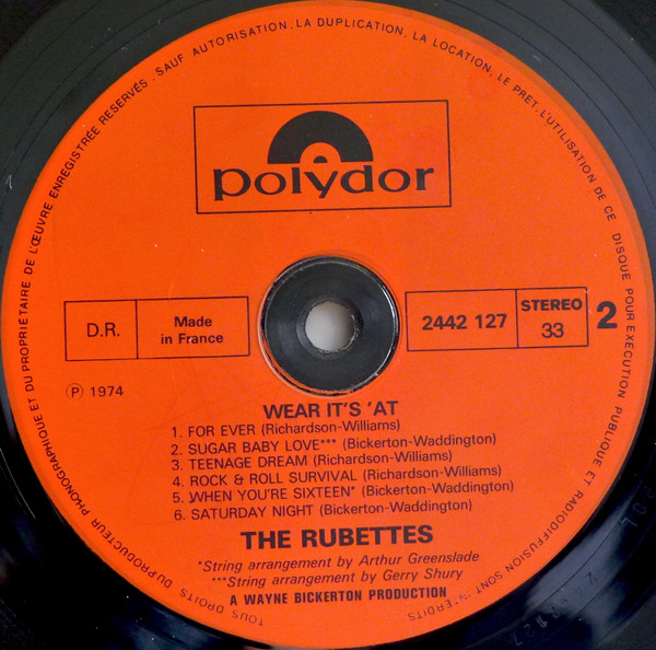 The Rubettes - Wear It's 'At | Polydor (2442 127) - 4