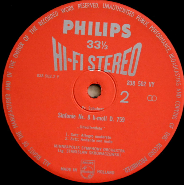 Franz Schubert , Ludwig van Beethoven , Stanislaw Skrowaczewski , Antal Dorati , Minneapolis Symphony Orchestra , London Symphony Orchestra - Symfonie No. 5 In C Op. 67 - Symfonie No. 8 In B "Onvoltooide" | Philips (838 502 VY) - 3