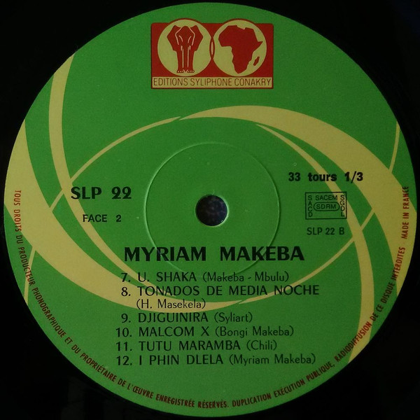 Miriam Makeba - Appel A L'Afrique | Editions Syliphone Conakry (SLP 22) - 2