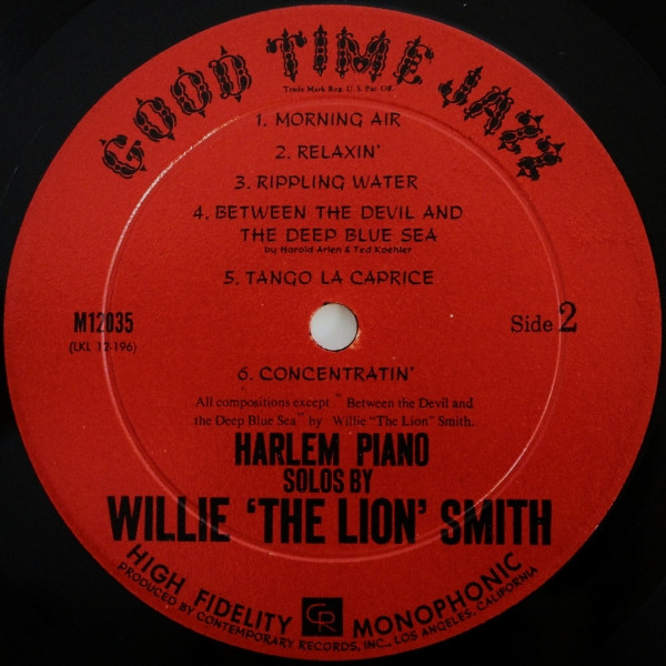 Charles "Luckey" Roberts & Willie "The Lion" Smith - Luckey & The Lion: Harlem Piano Solos By Luckey Roberts & Willie 'The Lion' Smith | Good Time Jazz (M12035) - 4