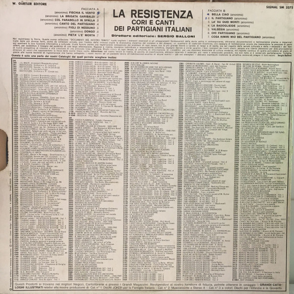 Various - La Resistenza - Cori E Canti Dei Partigiani Italiani | Signal (SM 3375) - 2