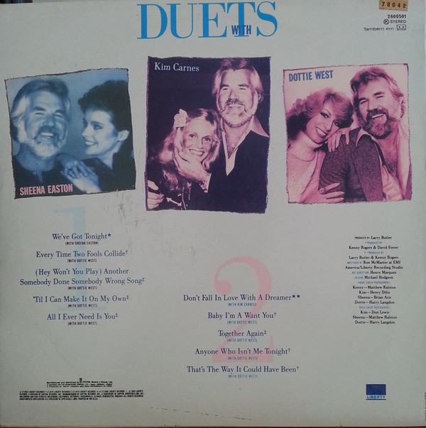 Kenny Rogers With Kim Carnes , Sheena Easton & Dottie West - Duets | Liberty (2600501)
