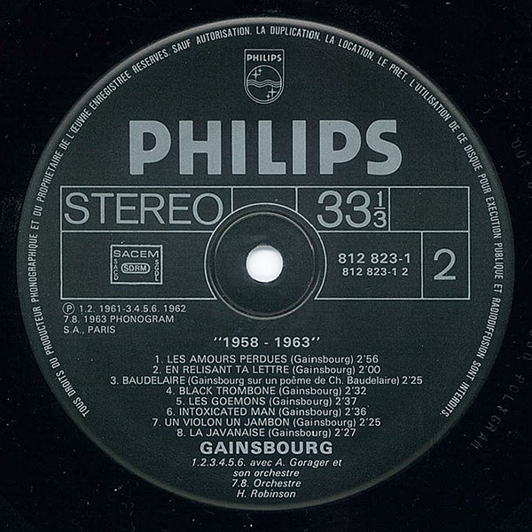 Serge Gainsbourg - 1958 À 1963 | Philips (812 823-1) - 4 Serge Gainsbourg - 1958 À 1963 | Philips (812 823-1) - 4