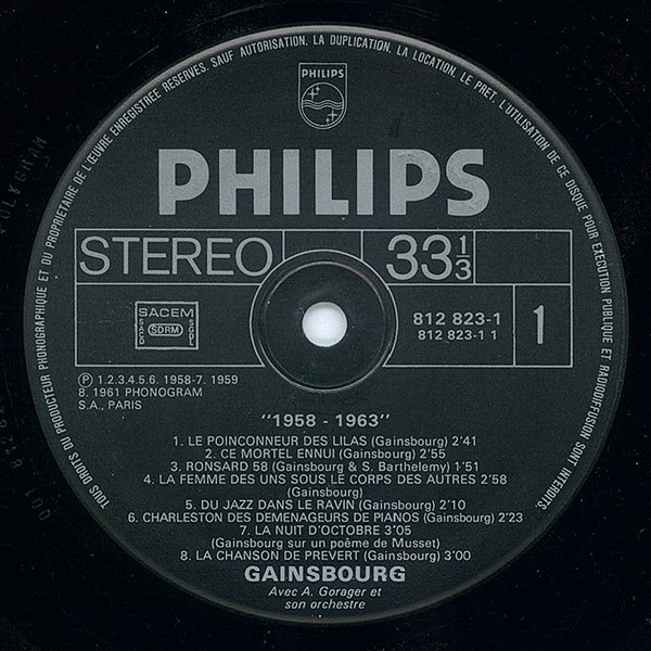Serge Gainsbourg - 1958 À 1963 | Philips (812 823-1) - 3 Serge Gainsbourg - 1958 À 1963 | Philips (812 823-1) - 3