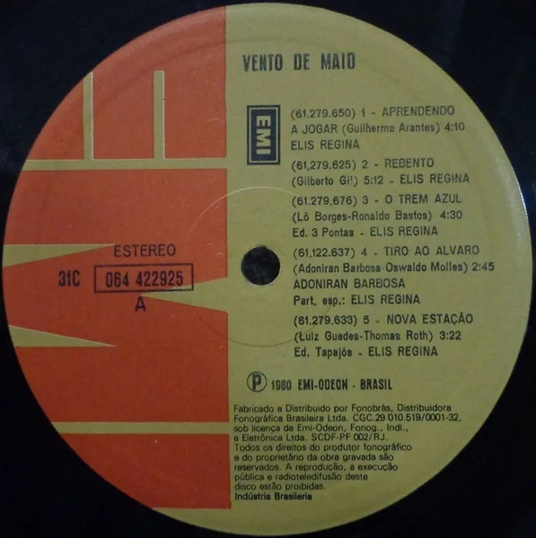 Elis Regina - Vento De Maio [Vinyl] | EMI (31C 064 422925) - 3
