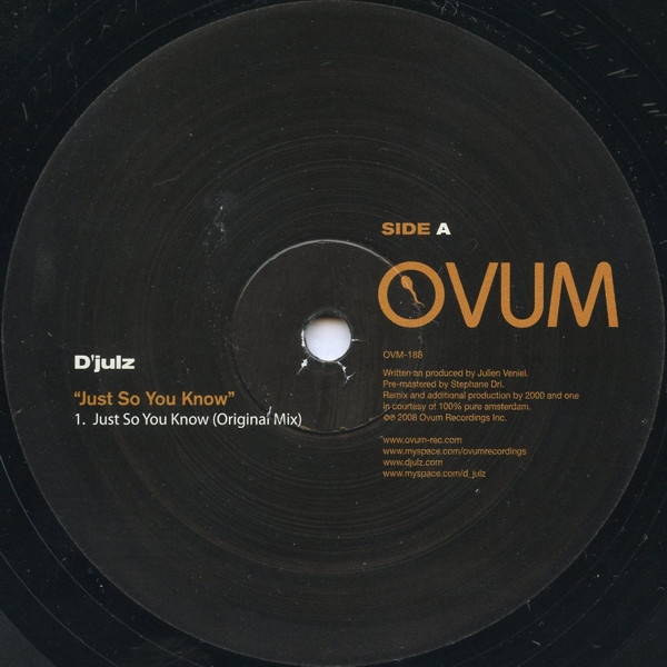 D'julz - Just So You Know | Ovum Recordings (OVM-188)