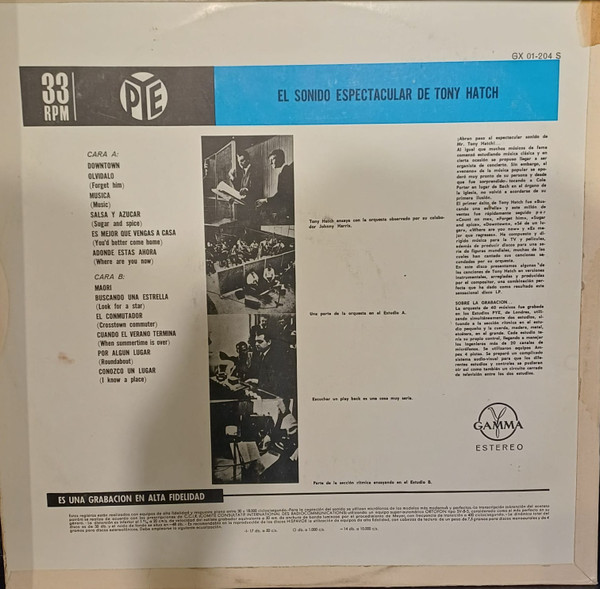 Tony Hatch - El Espectacular Sonido De Tony Hatch | Gamma (GX 01-204 S) - 2 Tony Hatch - El Espectacular Sonido De Tony Hatch | Gamma (GX 01-204 S) - 2