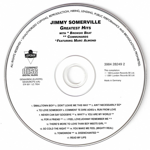 Jimmy Somerville Featuring Bronski Beat And The Communards - The Singles Collection 1984/1990 | London Records (3984 28249 2) - 3